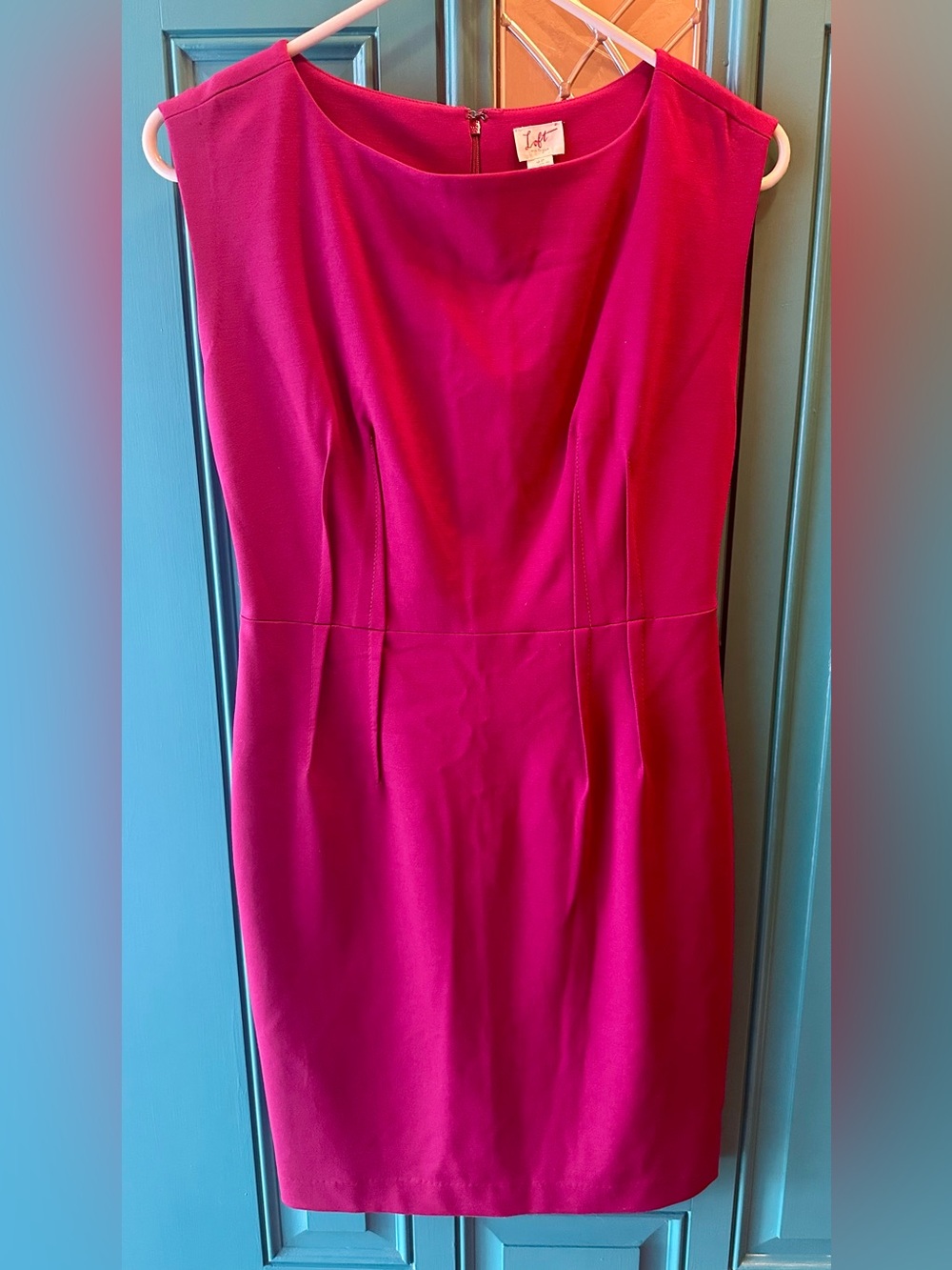 Loft Ann Taylor Magenta Fuchsia Pink Sleeveless Sheath Dress Pleated Size 4P